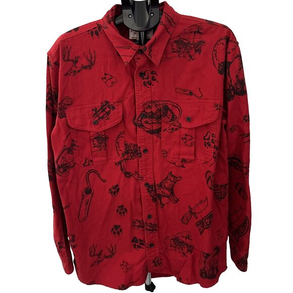 CC Filson Vintage Wash Alaskan Guide Shirt Freddy Cats Yukon Route Black Large - Picture 2 of 12